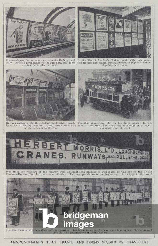 Announcements that travel and forms studied by travellers (b/w photo)