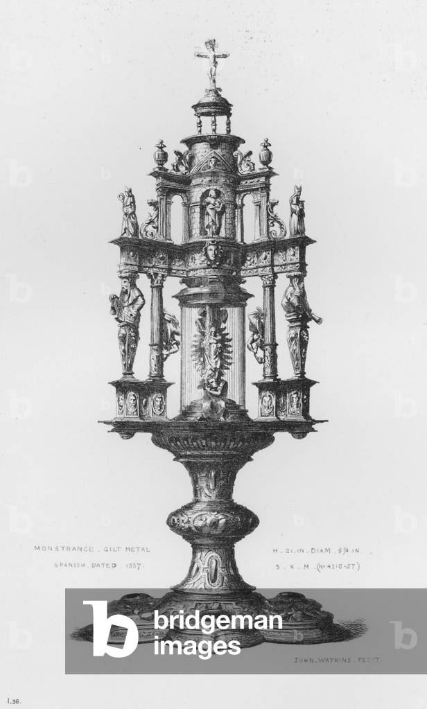 Victoria And Albert Museum: Monstrance, gilt metal, Spanish, dated 1537 (engraving)
