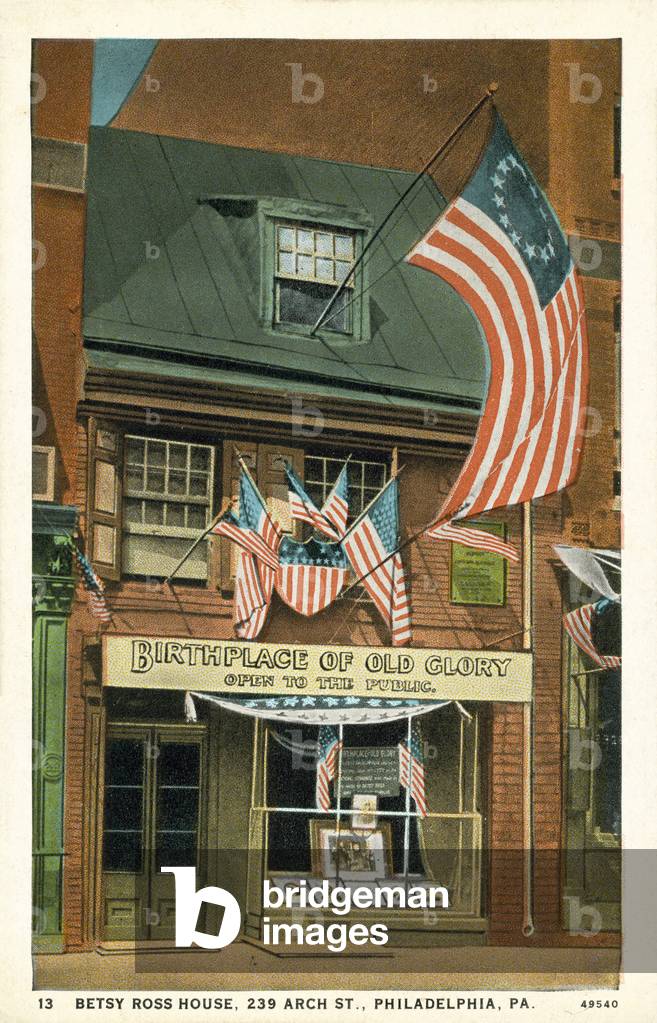 Betsy Ross House, 239 Arch Street, Philadelphia, Pennsylvania (colour litho)