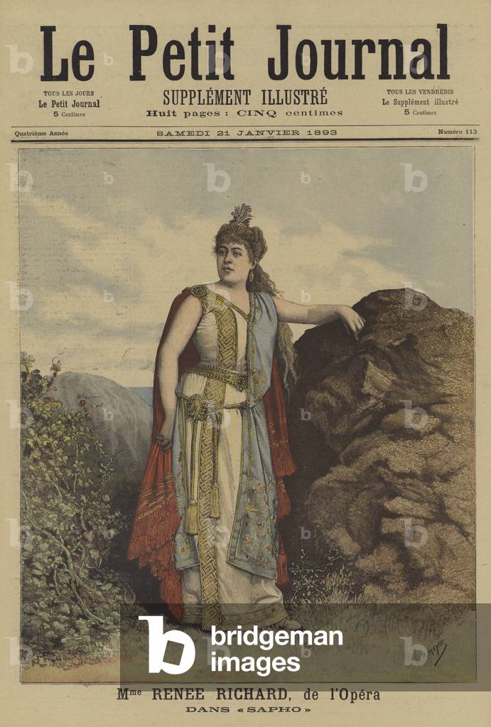 Renee Richard in Sapho at the Paris Opera (colour litho)