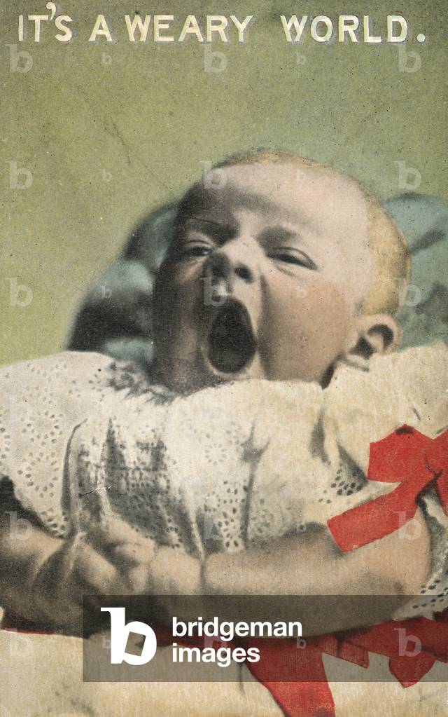 Baby yawning (coloured photo)
