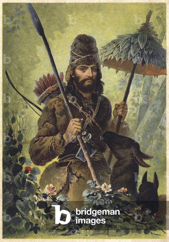 Illustration for Robinson Crusoe (colour litho)