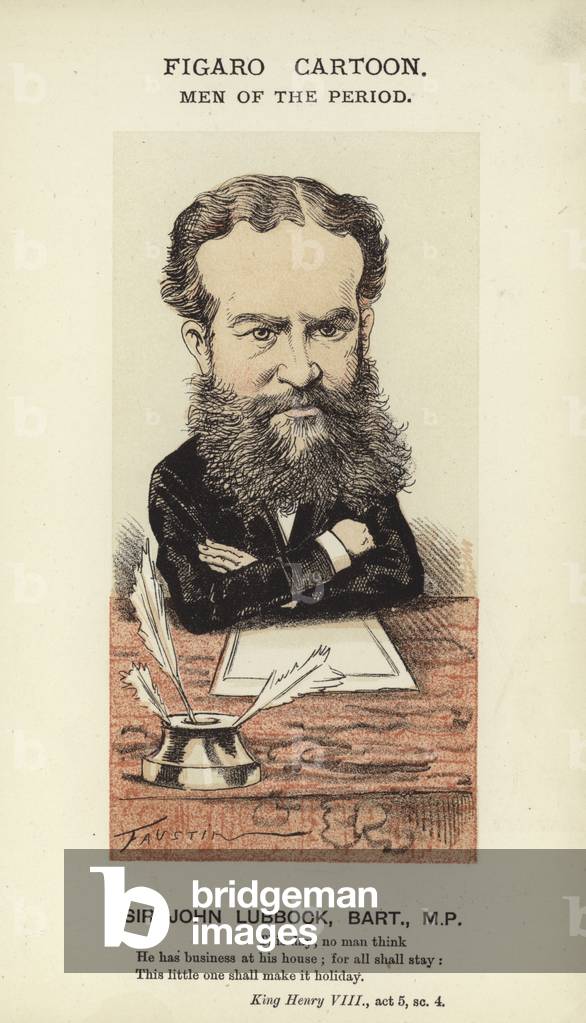 Sir John Lubbock, English politician (colour litho)