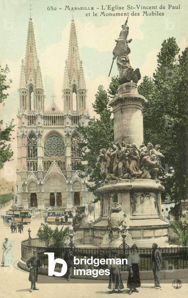 Marseille, L'Eglist St-Vincent De Paul, Le Monument Des Mobiles (colour photo)