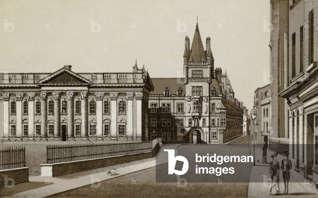Caius College and Senate House (litho)