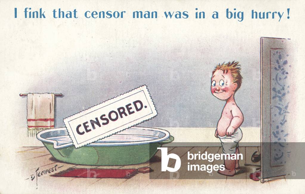 I fink that censor man was in a big hurry! (colour litho)