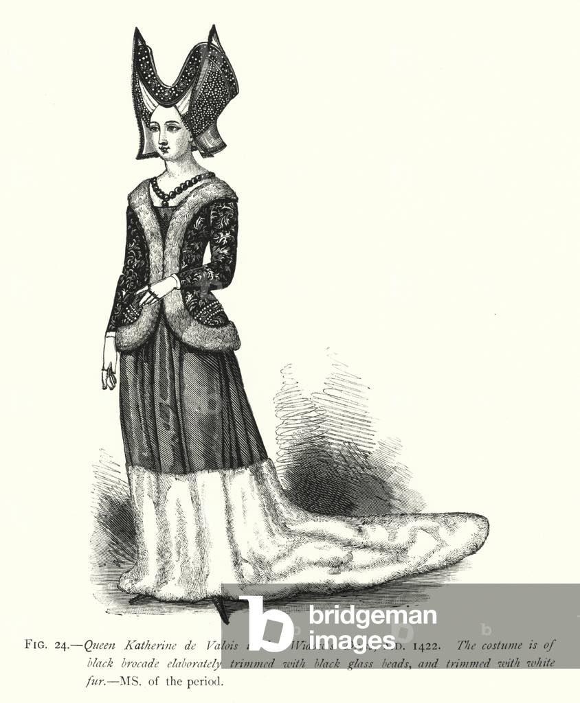Queen Katherine de Valois in her Widow's Dress, AD 1422 (engraving)