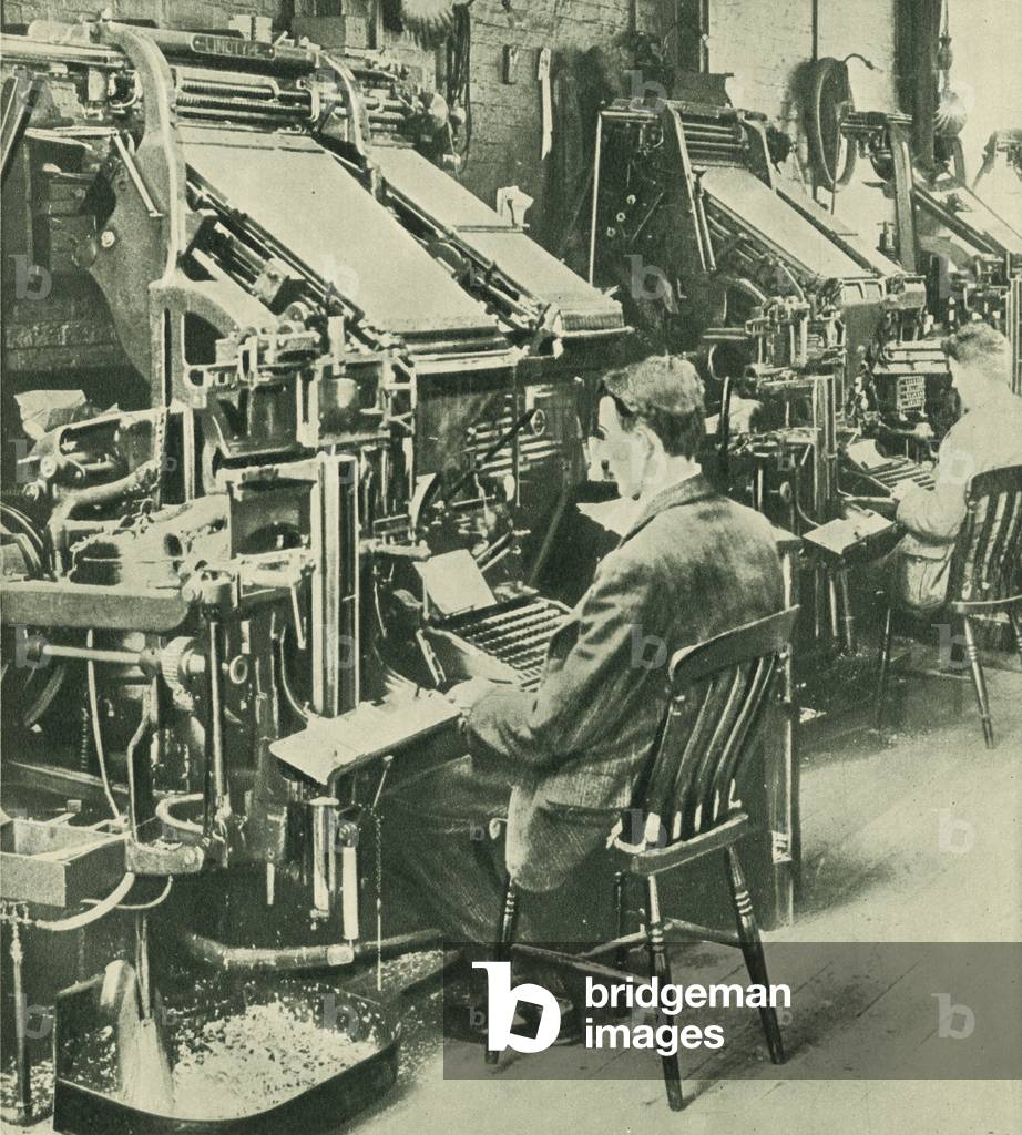Linotype printing machines (b/w photo)