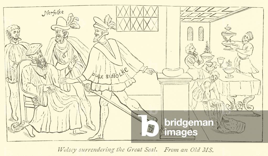 Wolsey surrendering the Great Seal (engraving)