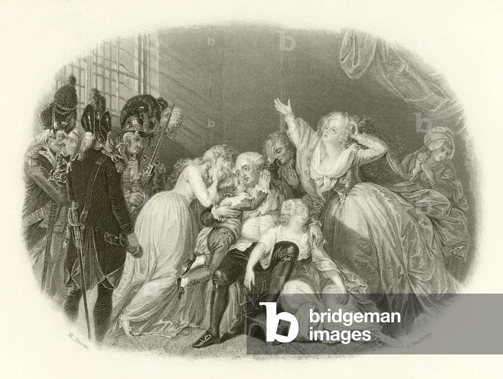 The last interview of Louis XVI with his family (engraving)
