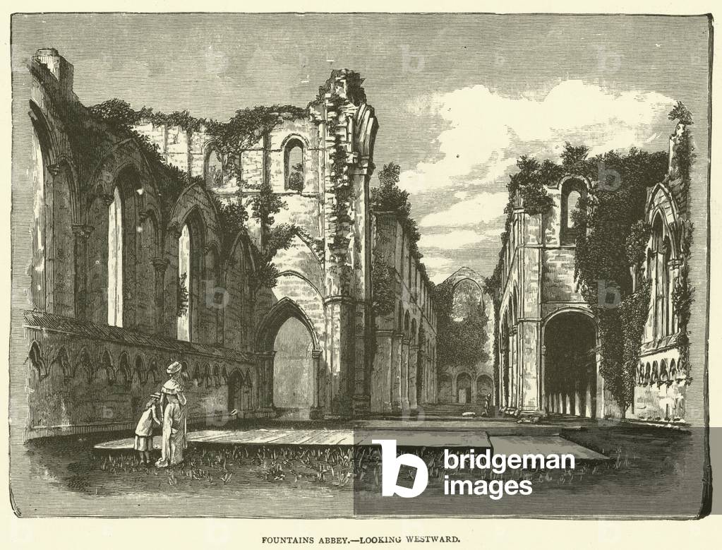 Fountains Abbey, looking Westward (engraving)