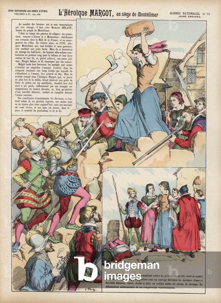 L'Heroique Margot, au siege de Montelimar (colour litho)