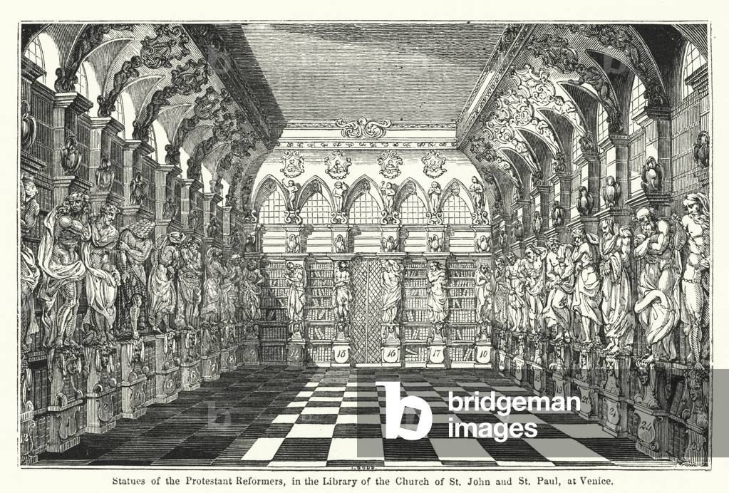 Statues of the Protestant Reformers, in the Library of the Church of St John and St Paul, at Venice (engraving)