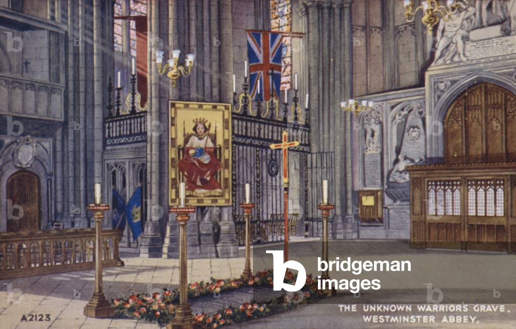 The Unknown Warrior's Grave, Westminster Abbey (colour litho)