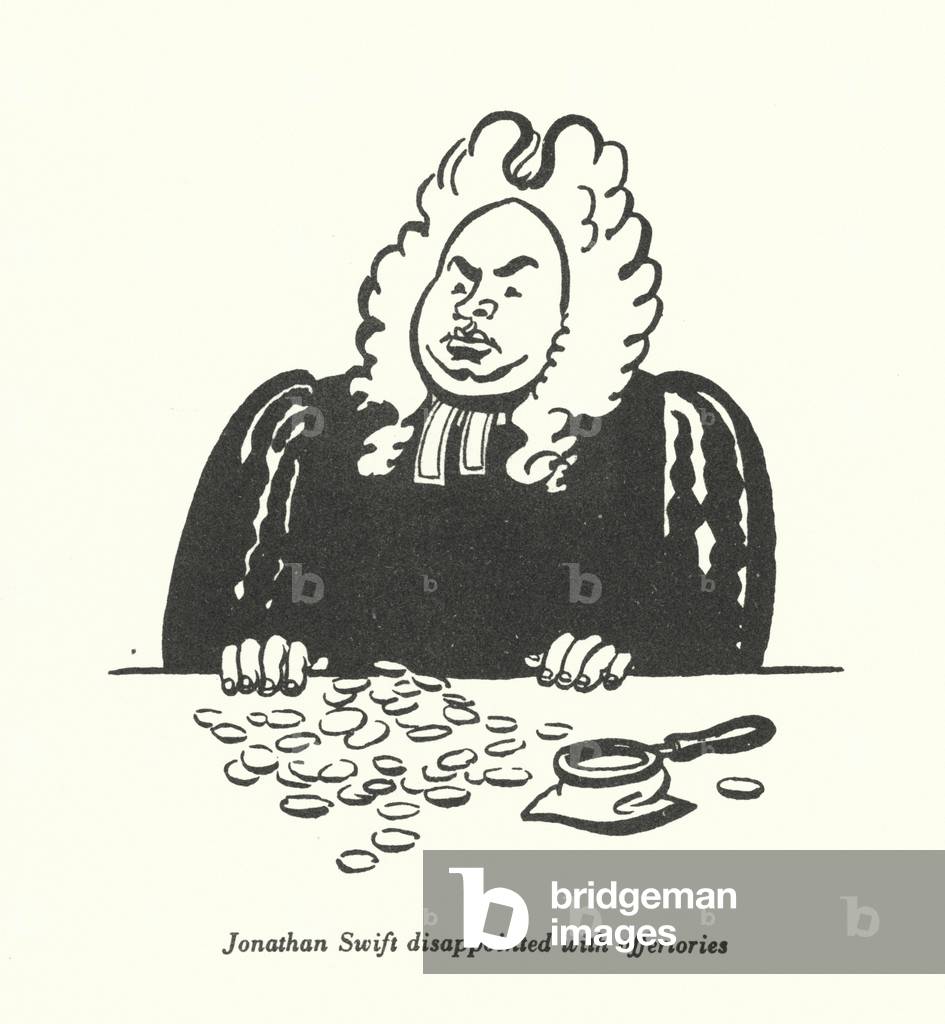 Jonathan Swift disappointed with offertories (litho)
