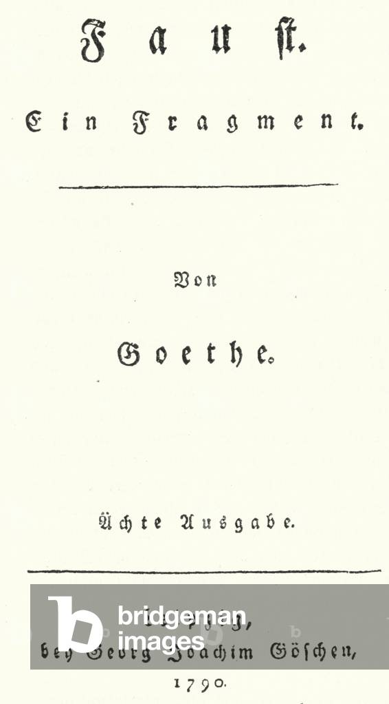 Title page from the first edition of Faust, by Johann Wolfgang Von Goethe (engraving)