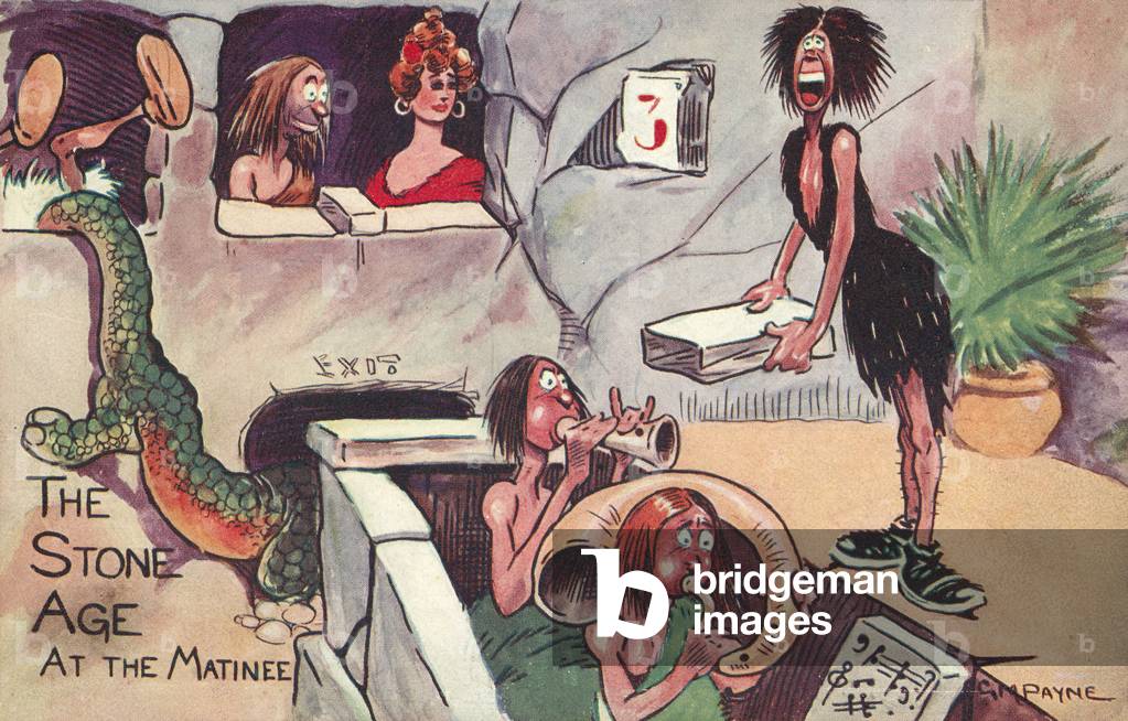 The Stone Age, at the matinee (colour litho)