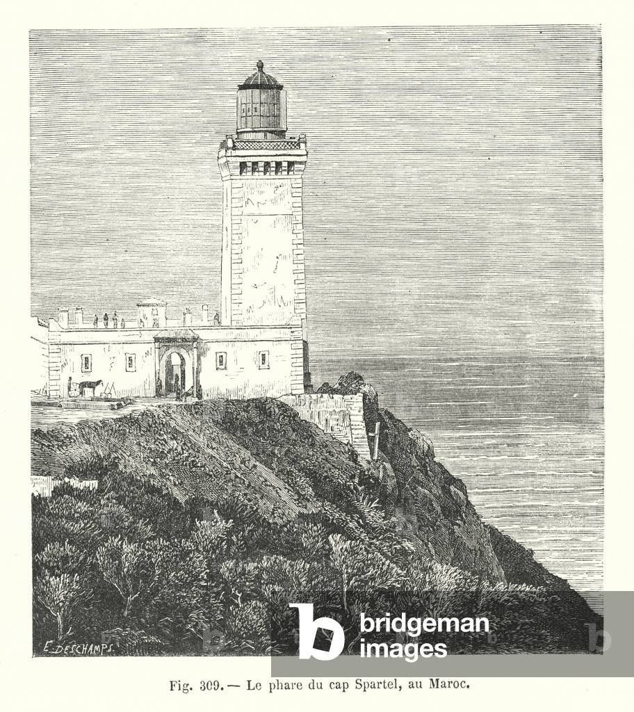 Le phare du cap Spartel, au Maroc (engraving)