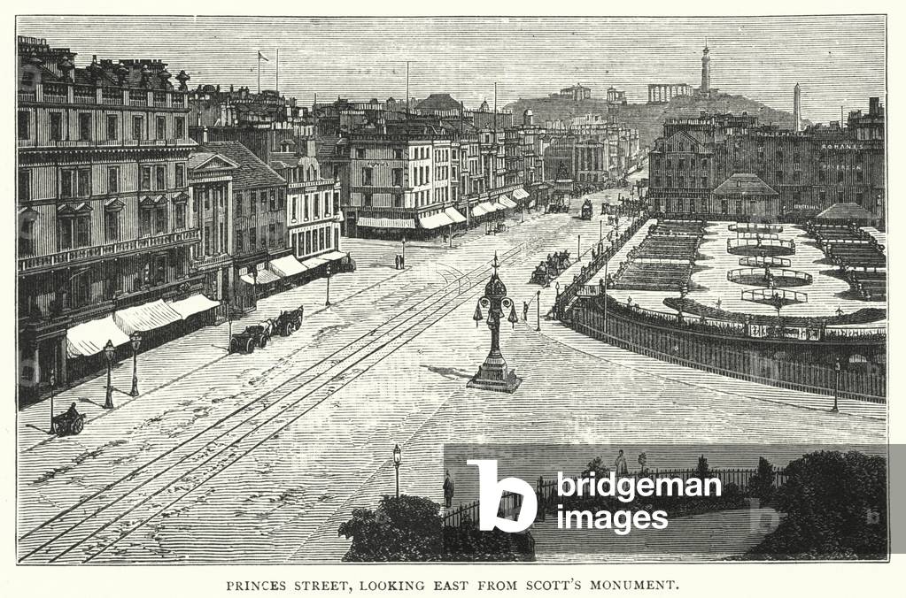 Princes Street, looking East from Scott's Monument (engraving)