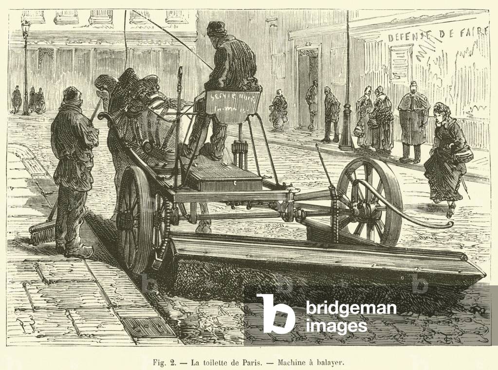 La toilette de Paris, Machine a balayer (engraving)