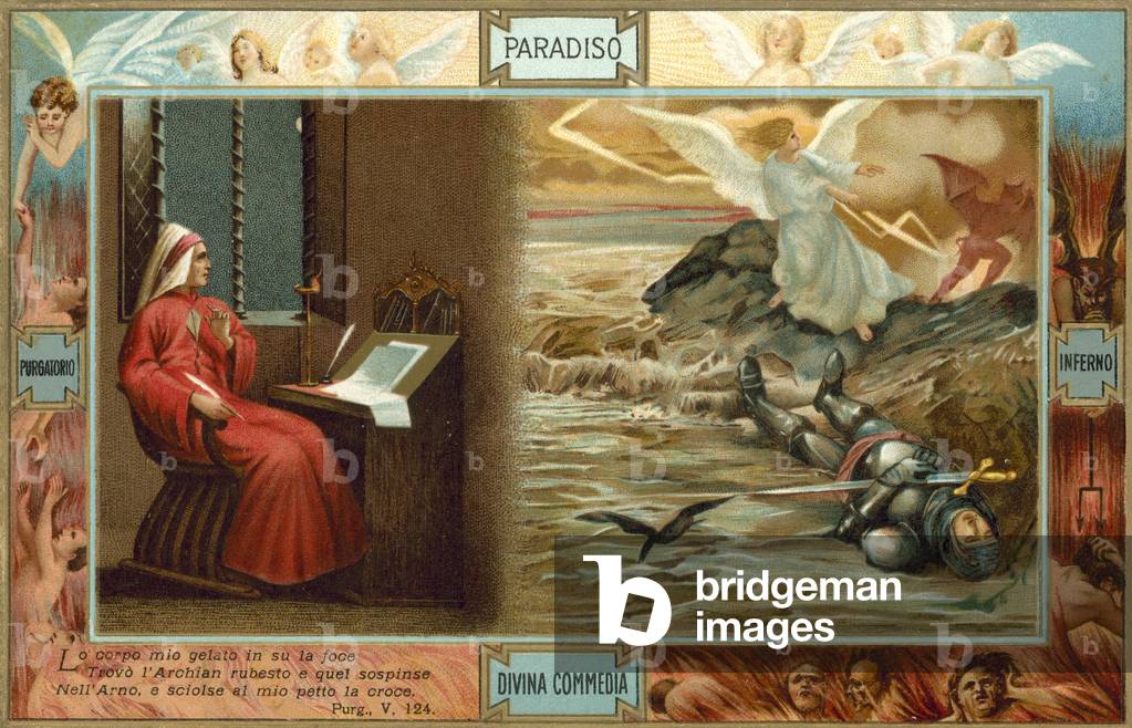 Illustration for Dante's The Divine Comedy (colour litho)