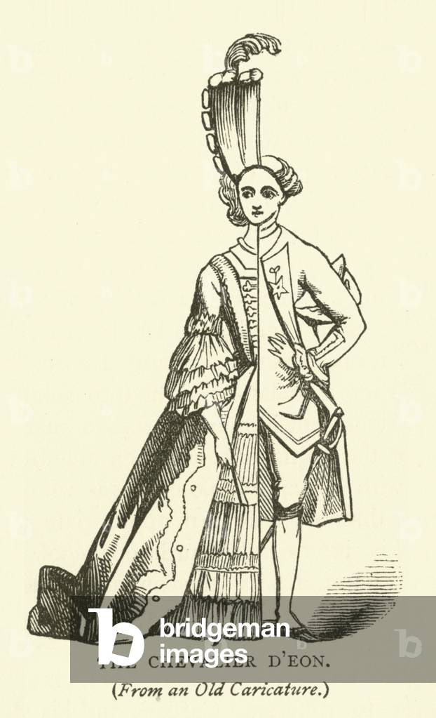 The Chevalier D'Eon, from an old caricature (engraving)