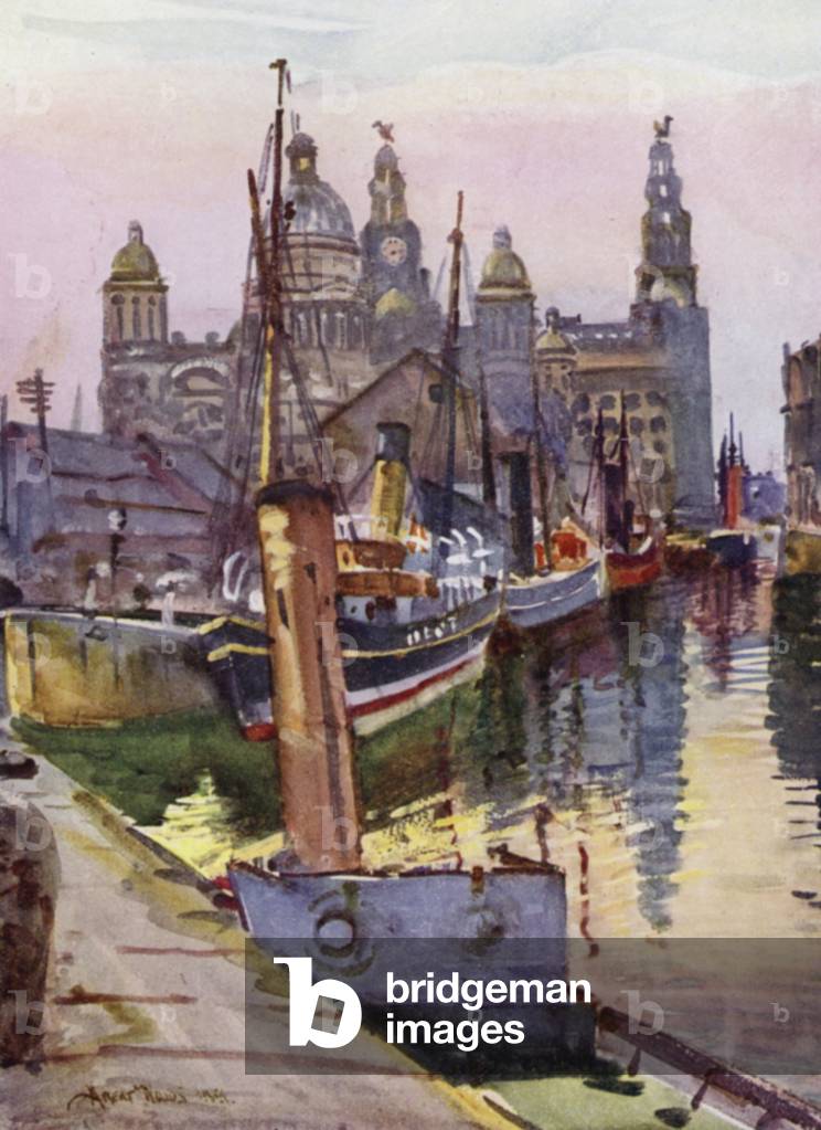 Liverpool, the Canning Dock (colour litho)