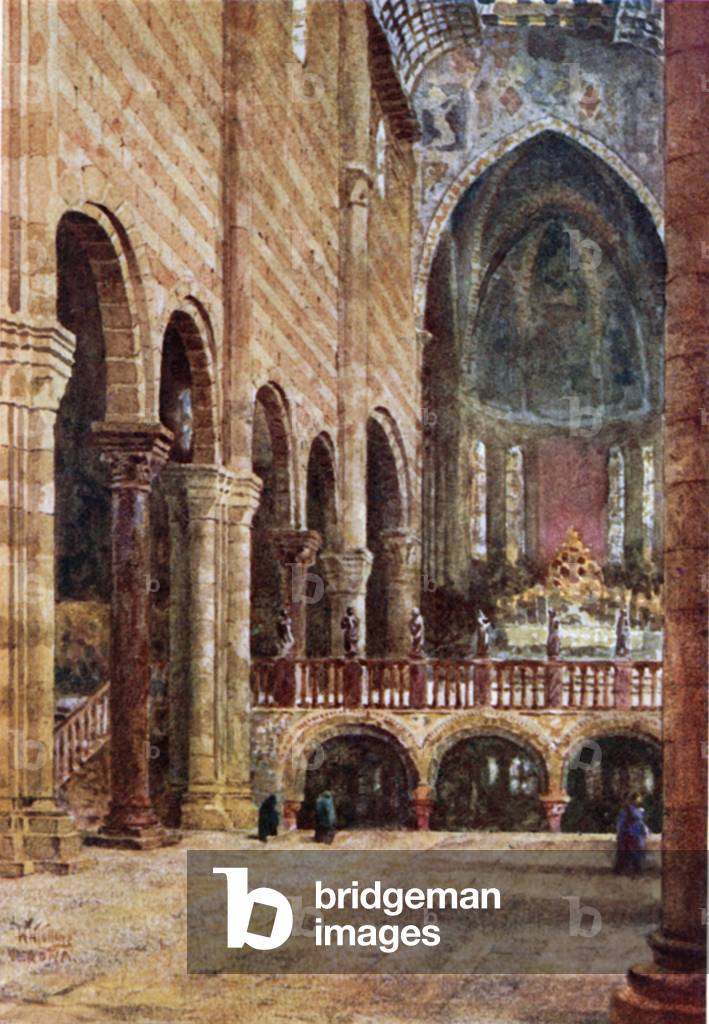 Verona. Interior of S. Zeno (colour litho)