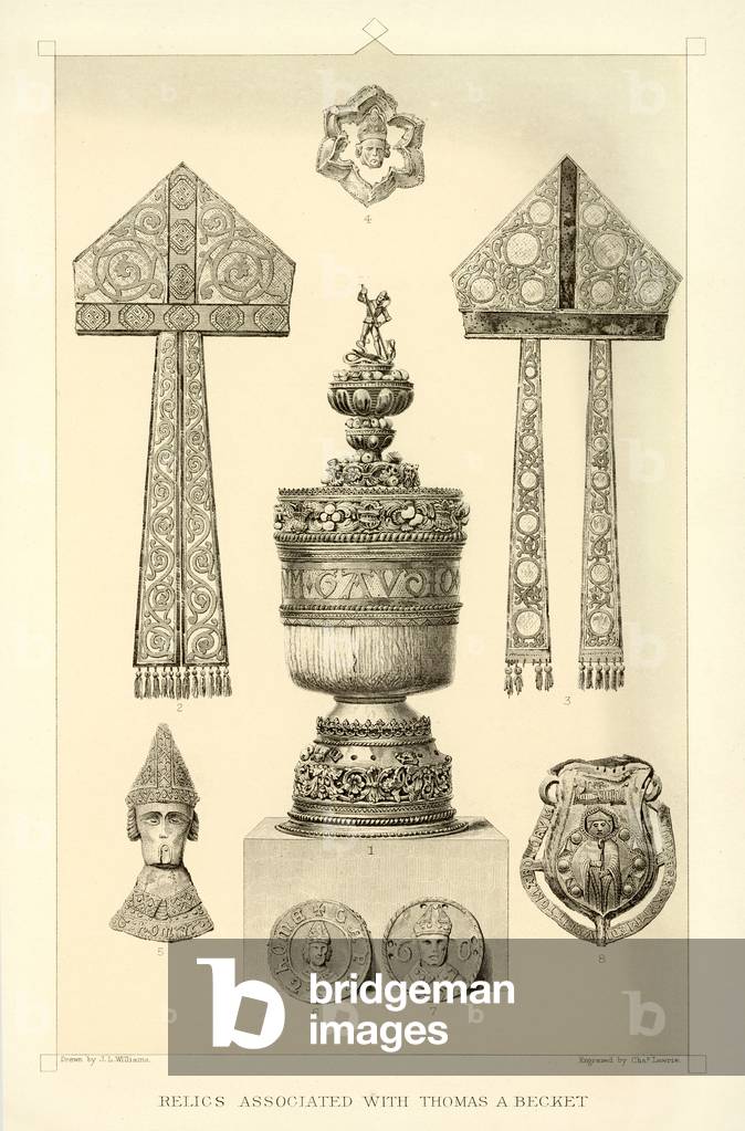 Relics associated with Thomas A Becket (engraving)