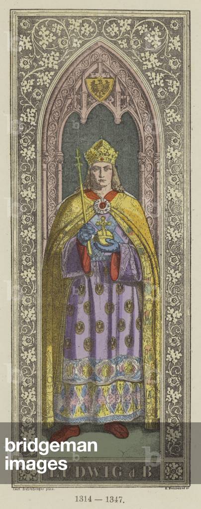 Ludwig D Bavaria, 1314-1347 (coloured engraving)