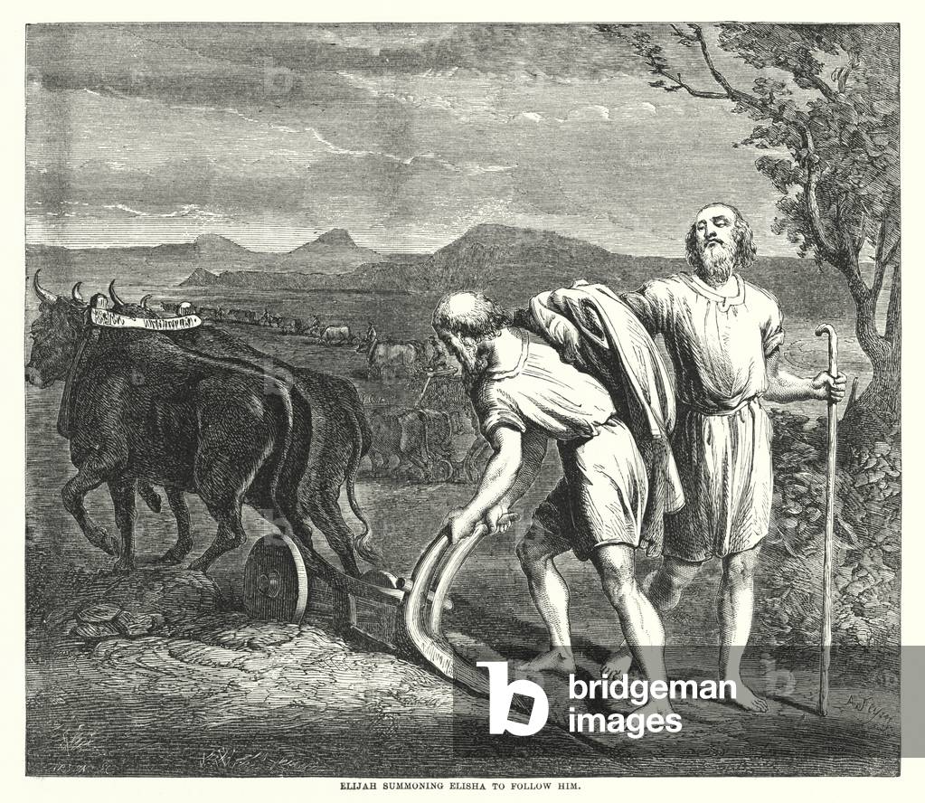 Elijah summoning Elisha to follow him (engraving)