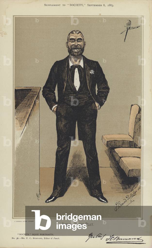 Mr F C Burnand, Editor of Punch (colour litho)