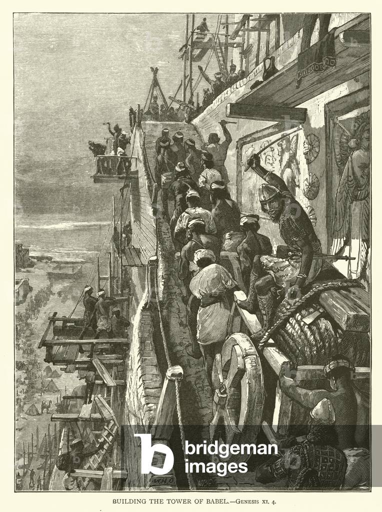 Building the Tower of Babel, Genesis, XI, 4 (engraving)