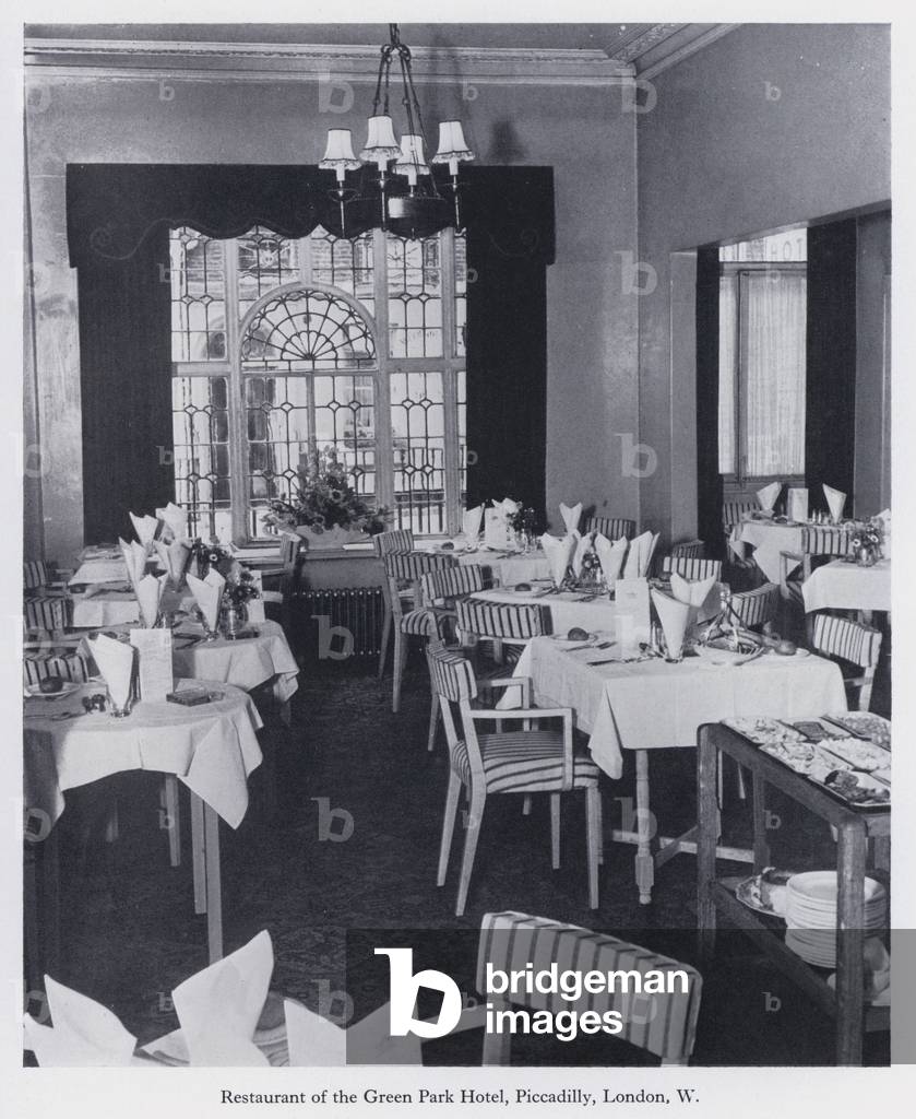 Restaurant of the Green Park Hotel, Piccadilly, London, W (b/w photo)