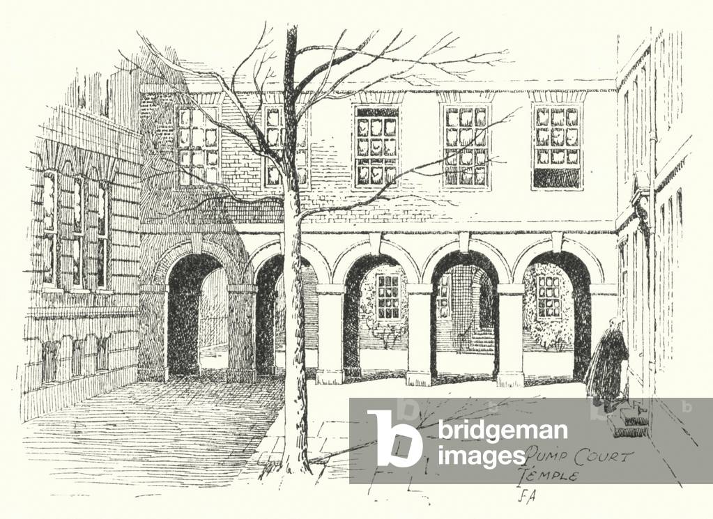 Pump Court, Temple (litho)