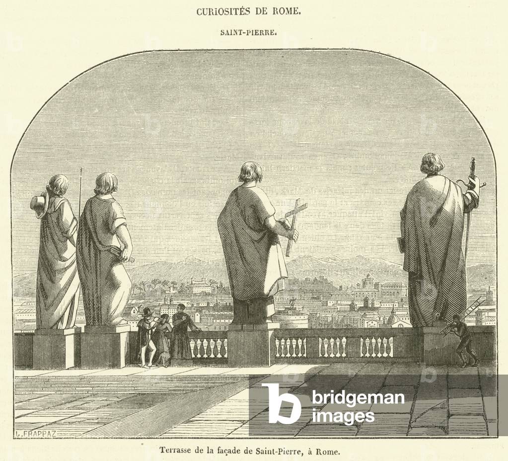 Terrasse de la facade de Saint-Pierre, a Rome (engraving)