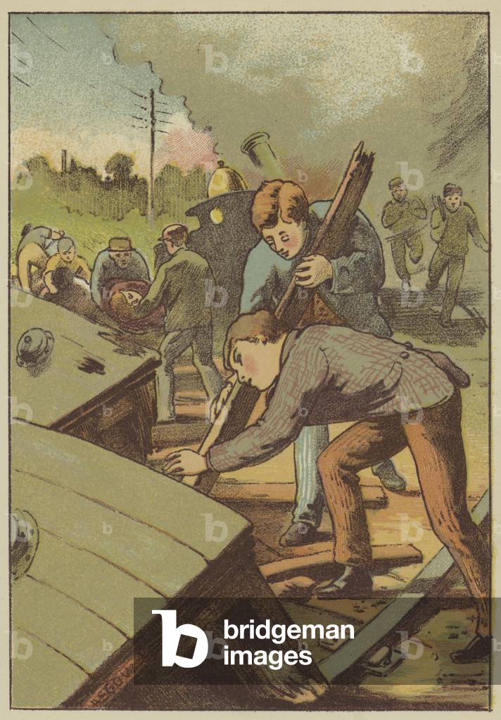 Searching for wounded (coloured engraving)