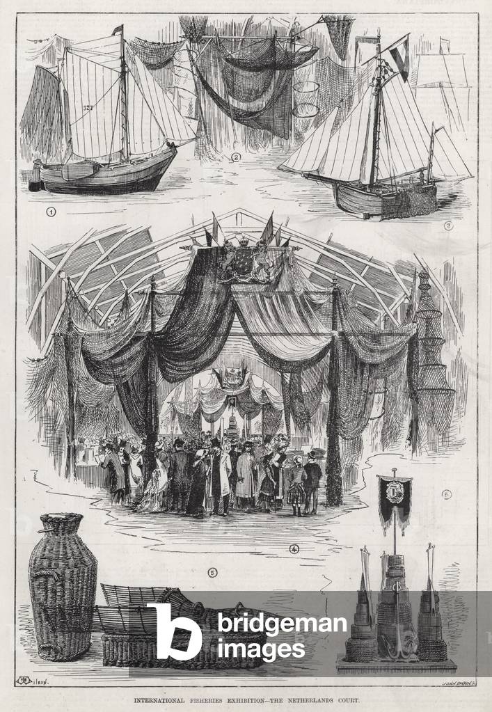 International Fisheries Exhibition, The Netherlands Court (engraving)