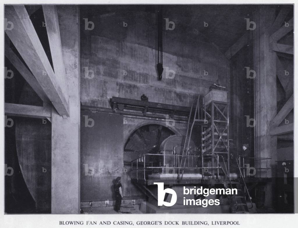 Mersey Tunnel: Blowing Fan and Casing, George's Dock Building, Liverpool (b/w photo)