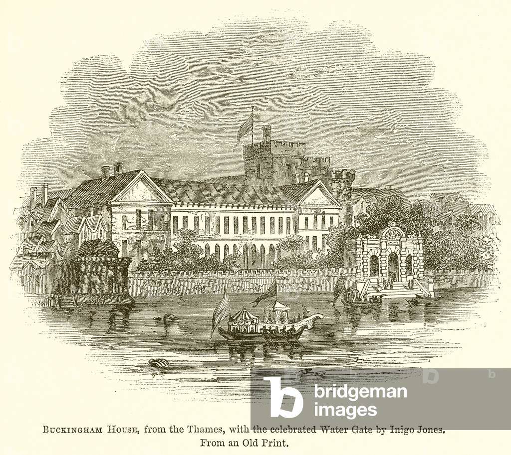 Buckingham House, from the Thames, with the Celebrated Water Gate by Inigo Jones (engraving)