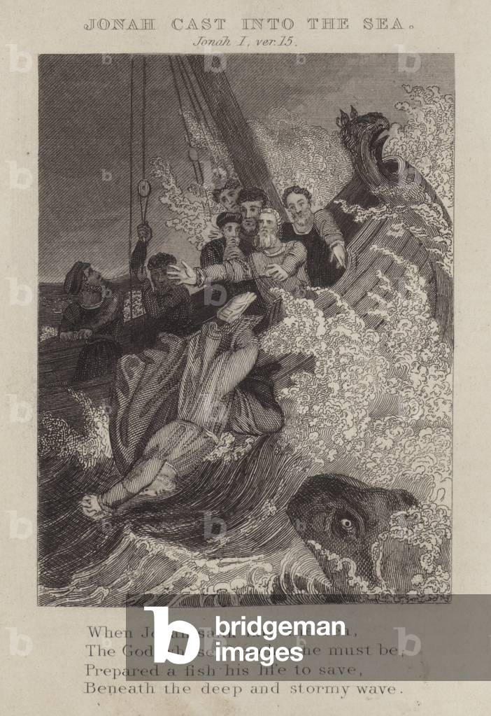 Jonah cast into the sea, Jonah I, ver 15 (engraving)