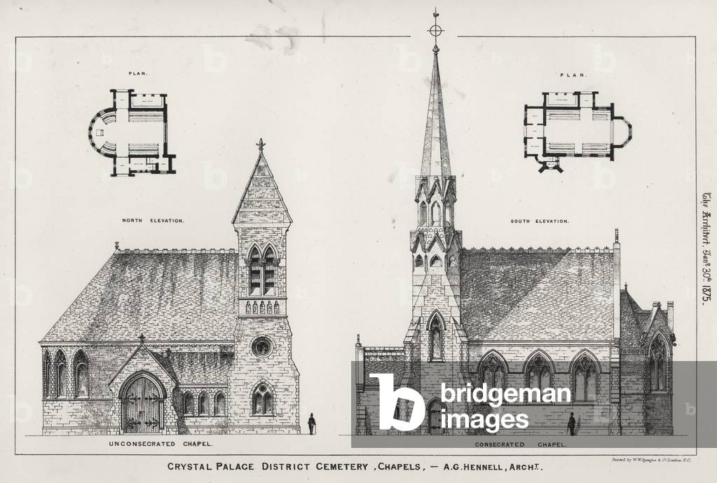 Crystal Palace District Cemetery, Chapels (engraving)