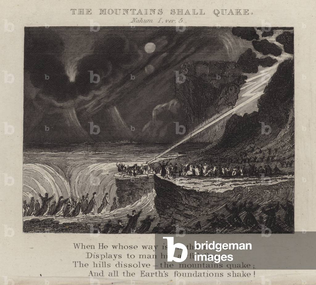 The mountains shall quake, Nahum I, ver 5 (engraving)