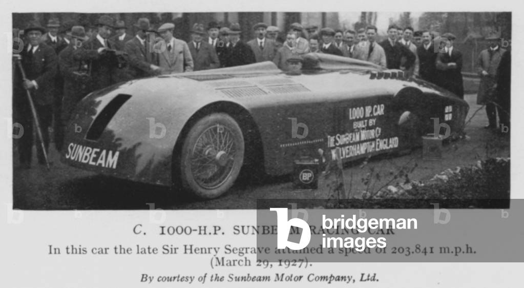 1000-hp Sunbeam racing car (b/w photo)