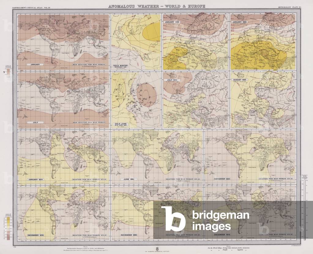 Anomalous Weather, World and Europe (colour litho)