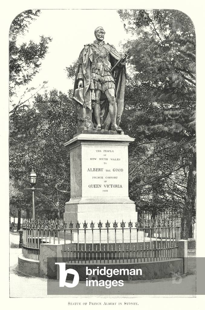 Australia: Statue of Prince Albert in Sydney (engraving)