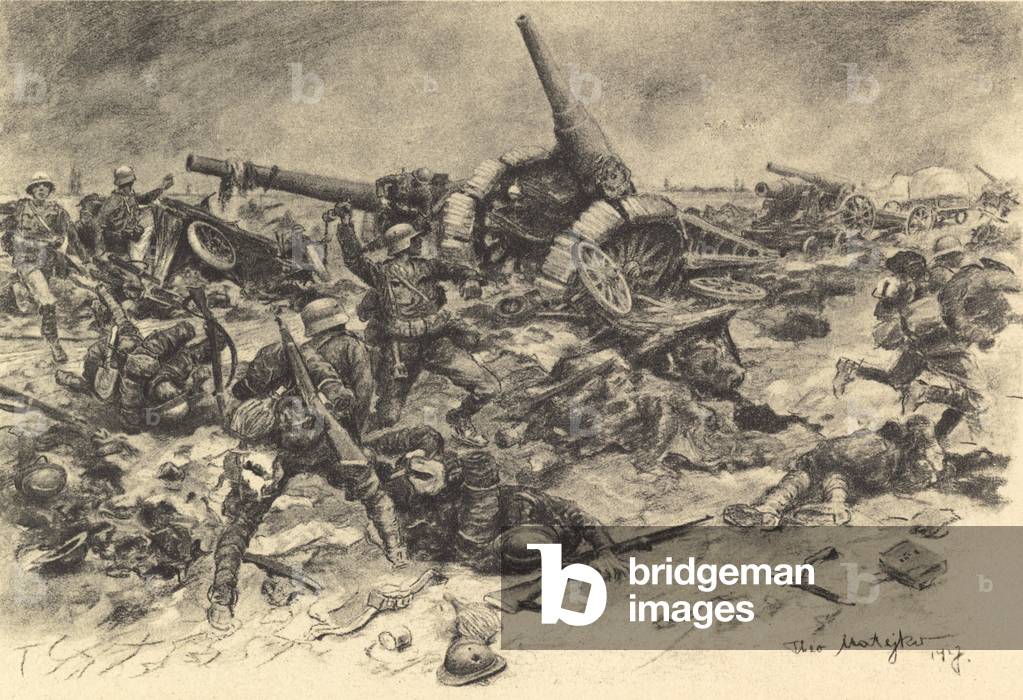Austrian Hungarian infantry in fight with the Italian reservists (litho)
