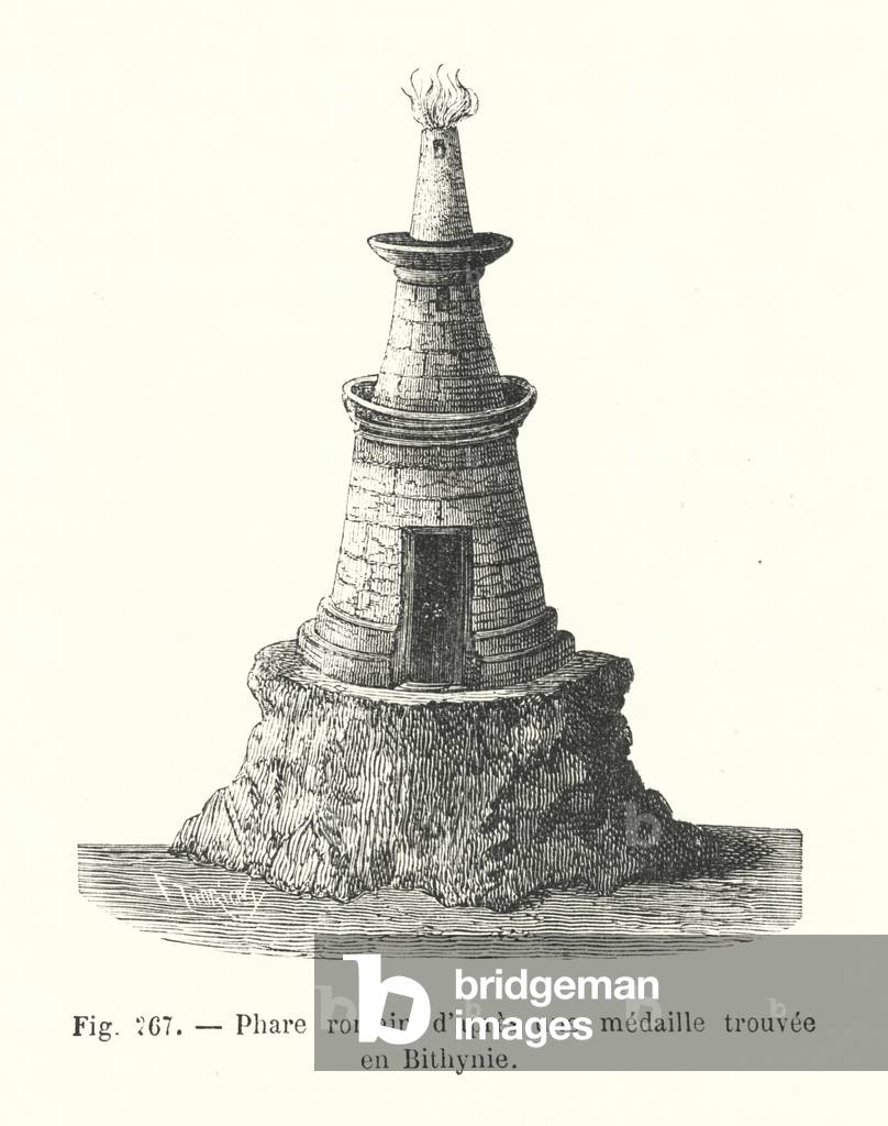 Phare romain d'apres une medaille trouvee en Bithynie (engraving)