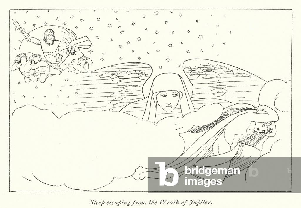 Sleep escaping from the Wrath of Jupiter (litho)