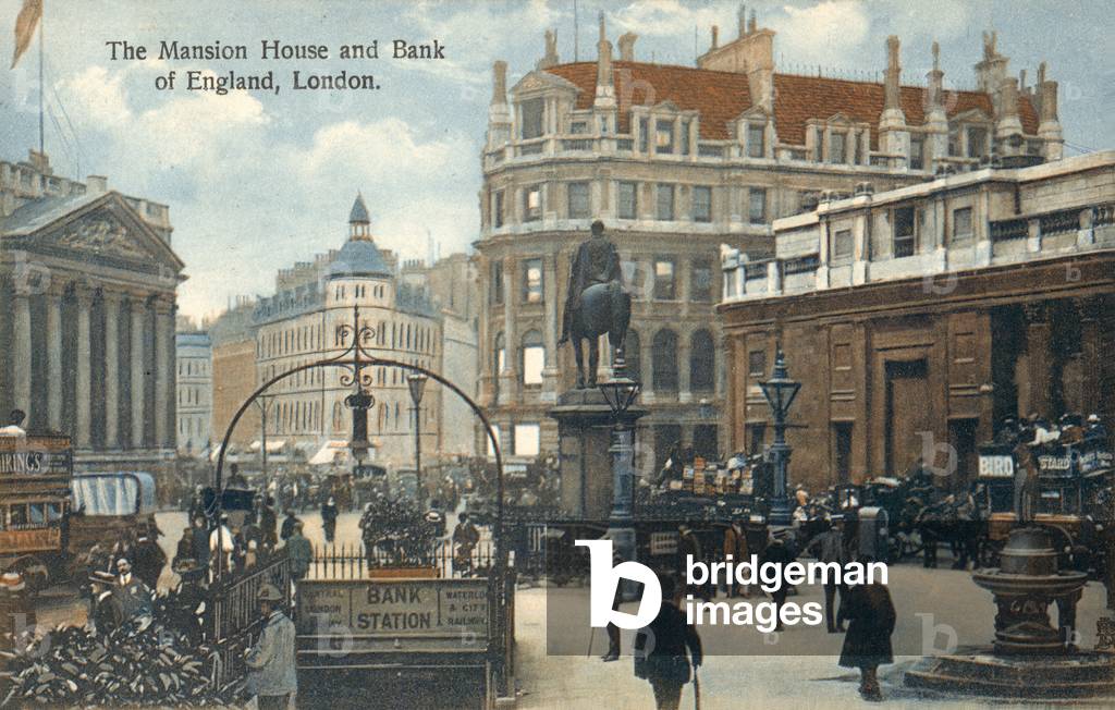 Mansion House and Bank of England, London (colour photo)